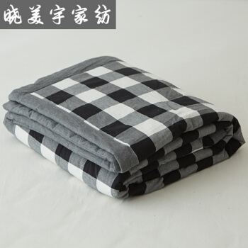 日本式无印ウォーカー绵布団は夏に薄い温度调节で挂けられます。シトは薄いです。ダンベルは芯黒と白の格子220*240 cmダンベル温度調節でかけられます。